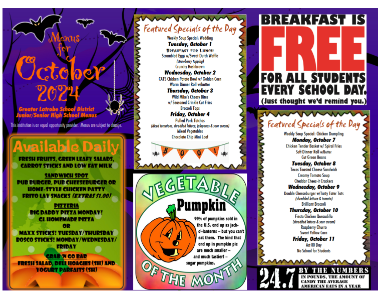 Lunch Menu - October 7 - October 10