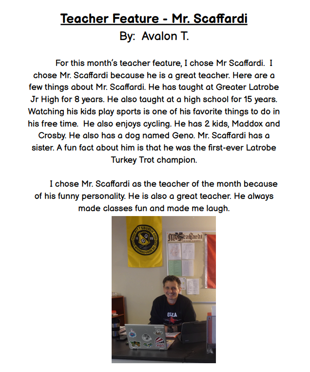 Teacher Feature - Mr. Scaffardi