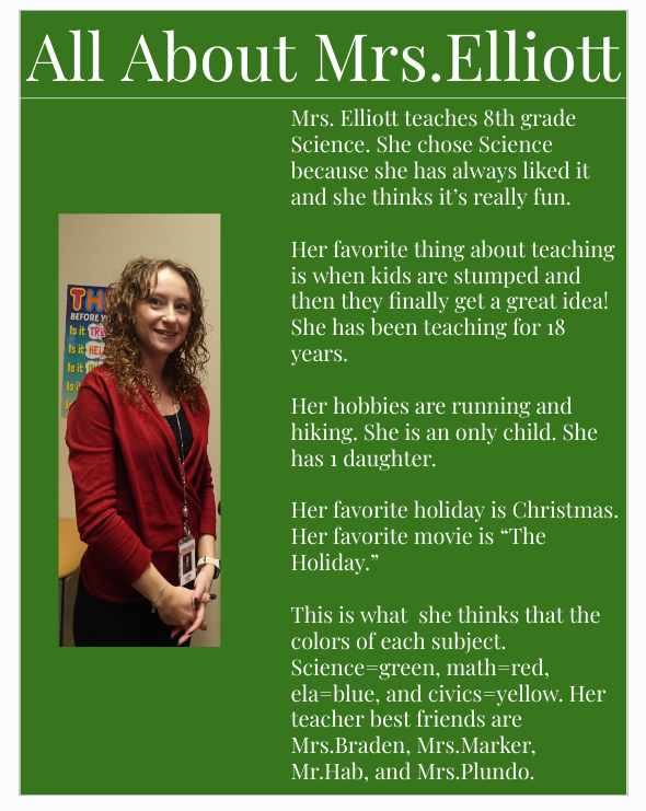 Teacher Feature - Mrs. Elliott