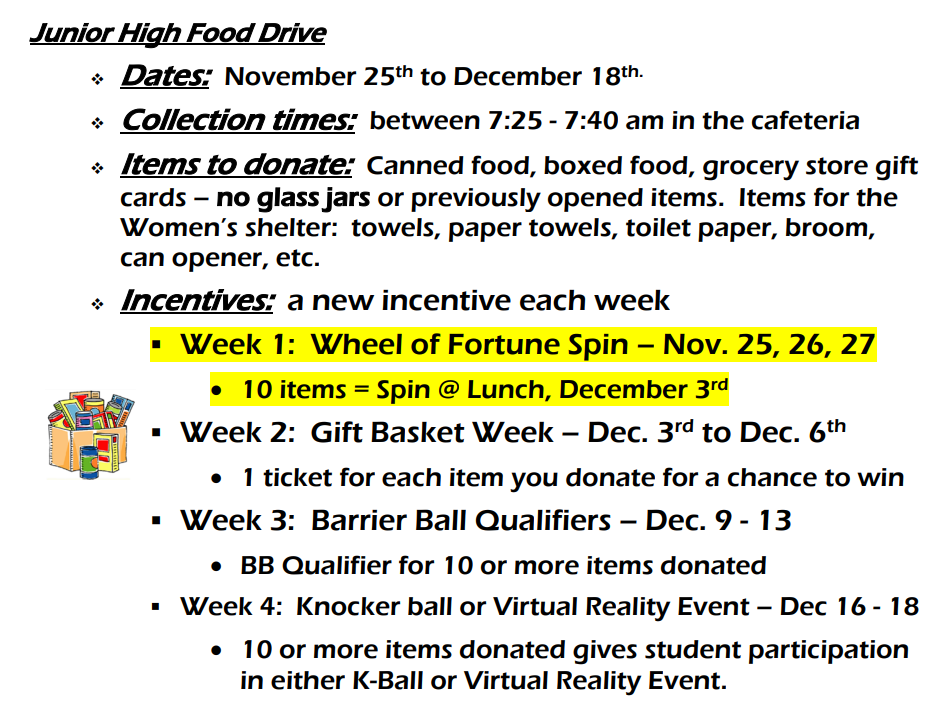 Food Drive Information!