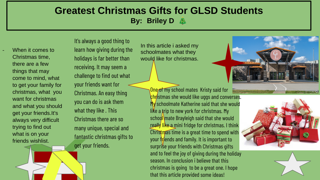 Greatest Christmas Gifts for GLSD Students