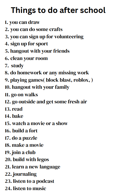 Things to do After School