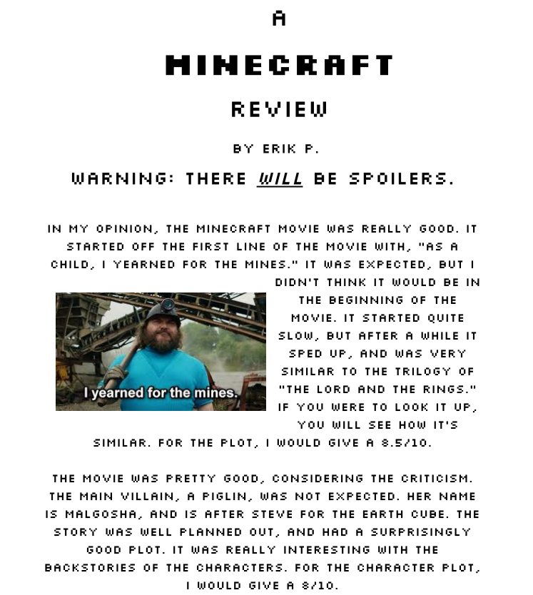 A Minecraft Review