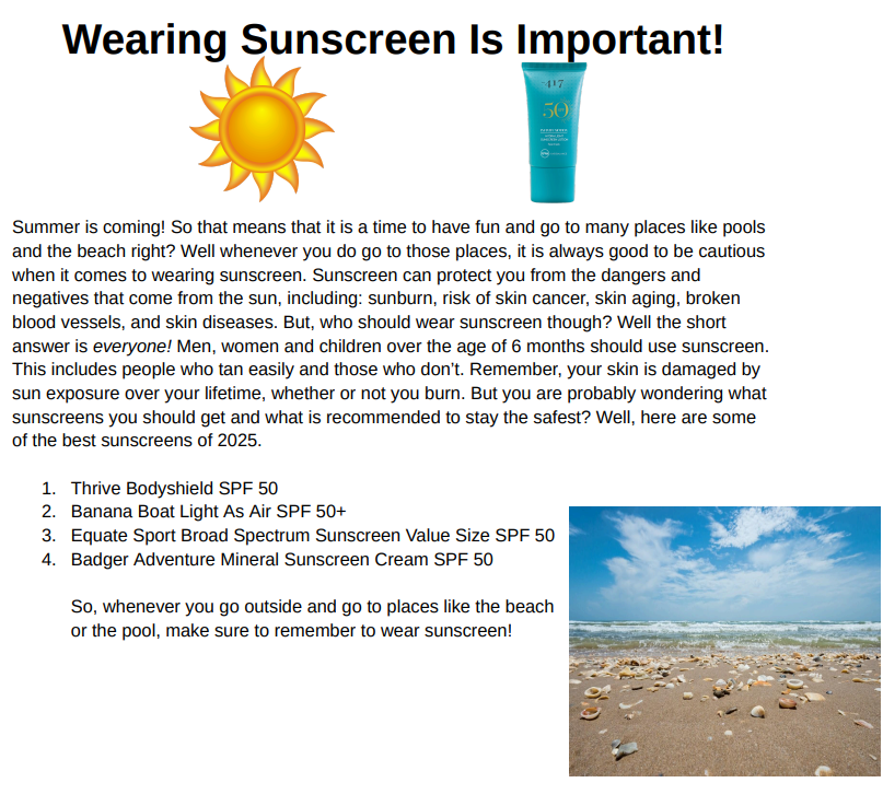 Wearing Sunscreen is Important!