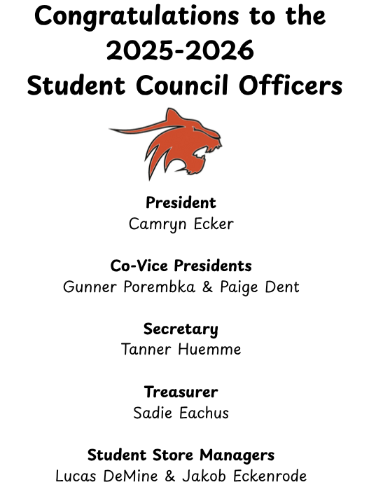 Congratulations to the 2025-2026 Student Council Officers
